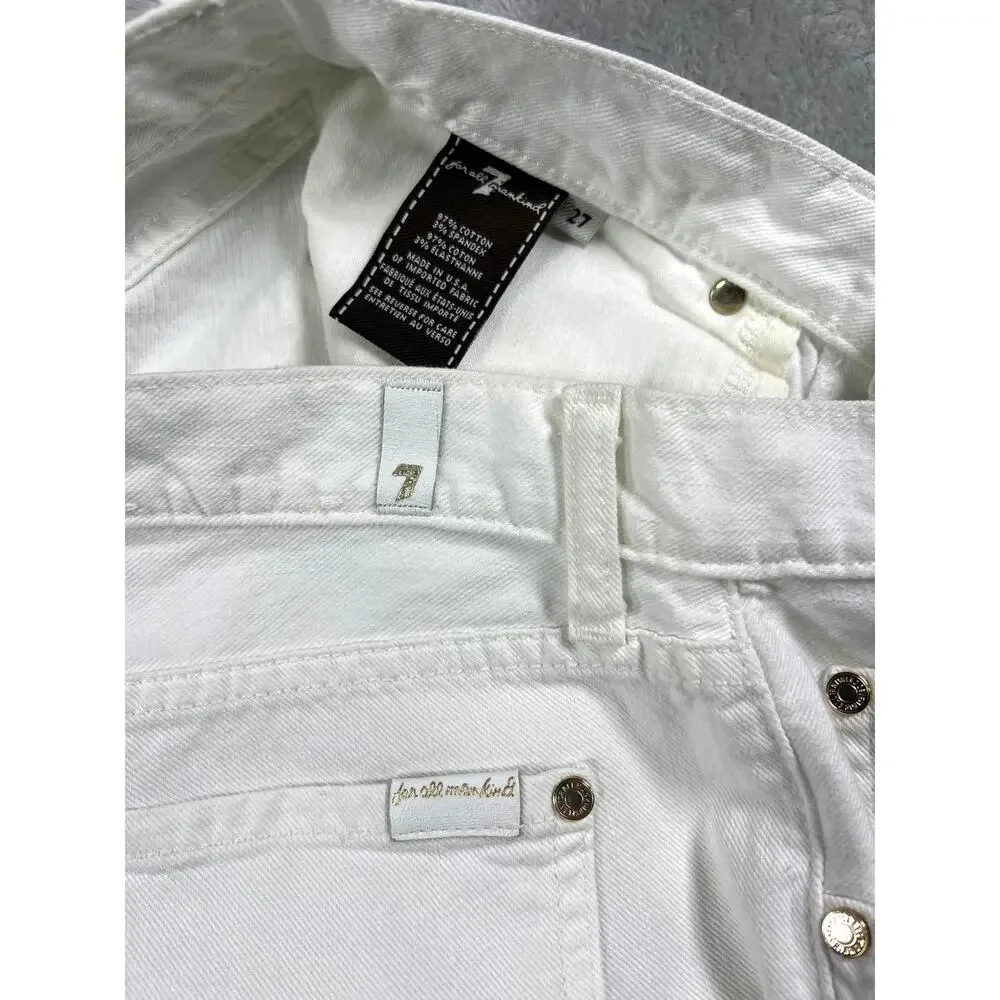 7 For All Mankind USA Made White Gold Denim Jeans 27 Mid Rise Fitted Straight - Picture 4 of 6